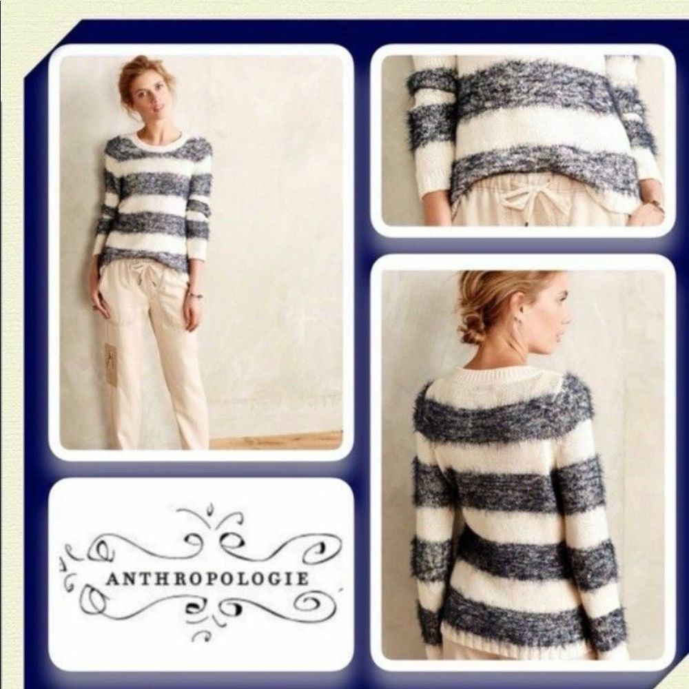 Anthropologie Tabitha Eyelash Striped Sweater Sz S